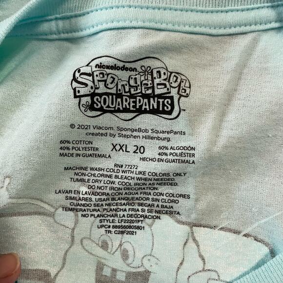 SpongeBob SquarePants BFF GOOD VIBES Womens Size XXL (20) Aqua Blue T-Shirt - Picture 5 of 10